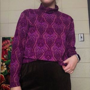 Vintage Bobbie Brooks purple paisley turtle neck